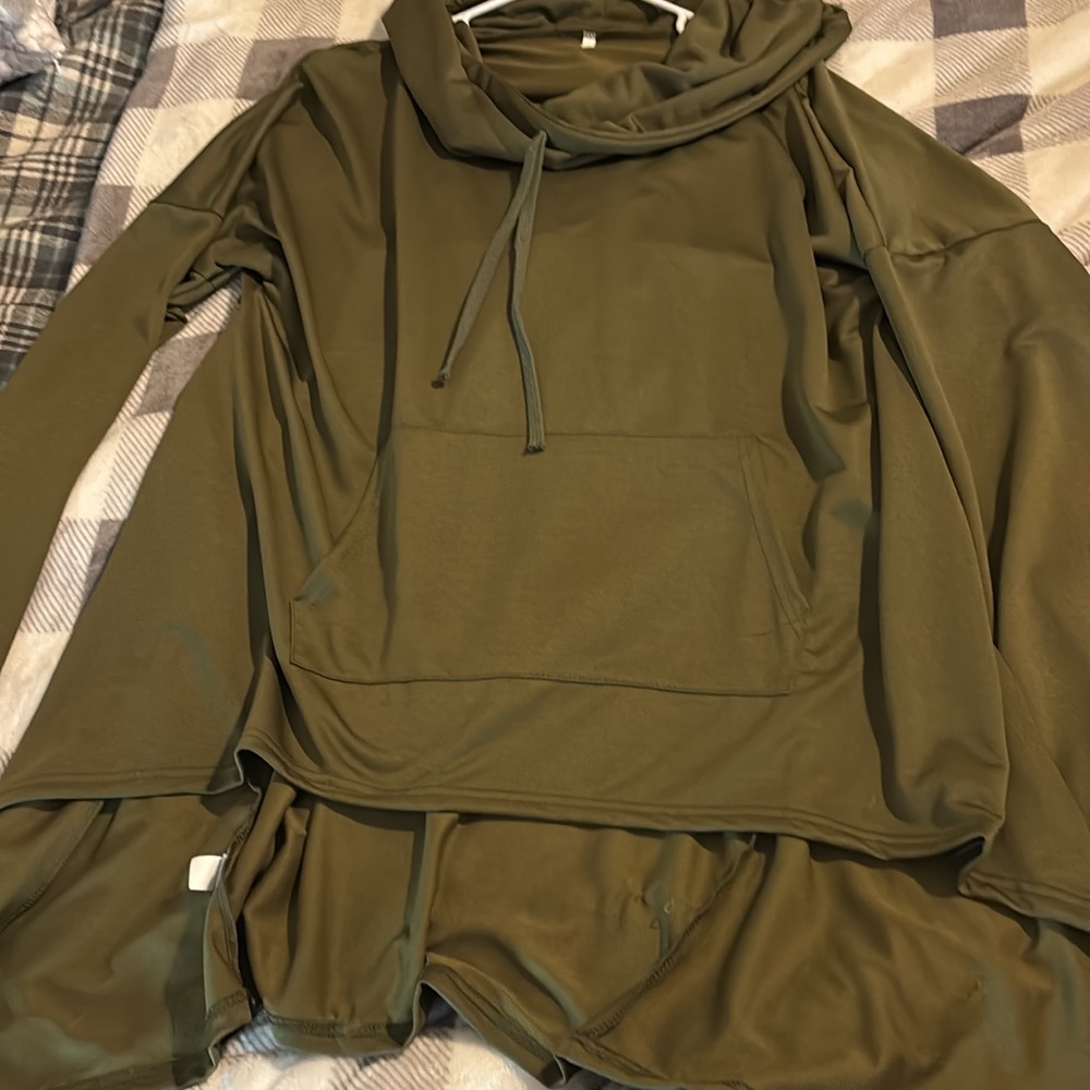 Olive Green Hoodie with Front Pocket